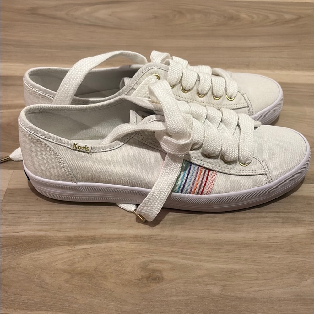Keds Women's White Sneakers with Rainbow Stripes